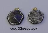 NGP7124 30*30mm hexagon labradorite gemstone pendants wholesale