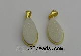 NGP7178 10*20mm flat teardrop druzy quartz pendants wholesale