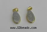 NGP7179 10*20mm flat teardrop plated druzy quartz pendants