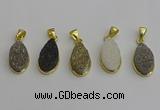 NGP7183 10*20mm flat teardrop plated druzy quartz pendants