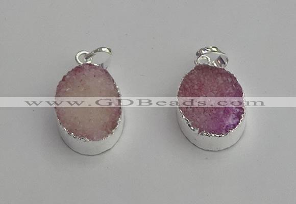 NGP7187 15*20mm oval druzy quartz pendants wholesale