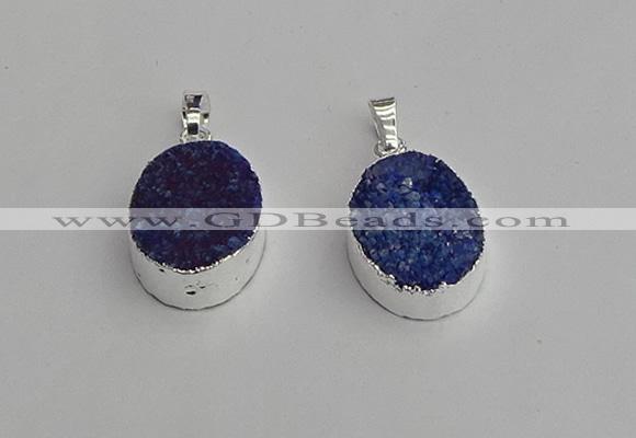 NGP7190 15*20mm oval druzy quartz pendants wholesale