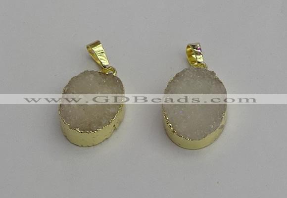 NGP7195 15*20mm oval druzy quartz pendants wholesale