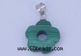 NGP728 4*15mm flower natural malachite with 18KGP gemstone pendant