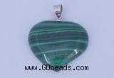 NGP729 25*25mm heart natural malachite with 18KGP gemstone pendant