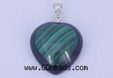 NGP732 20*20mm heart natural malachite & black agate with 18KGP pendant