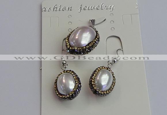 NGP7398 15*18mm - 18*22mm oval shell pearl jewelry sets