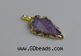 NGP7403 22*30mm - 25*40mm arrowhead plated druzy quartz pendants