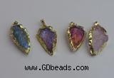 NGP7406 22*30mm - 25*40mm arrowhead plated druzy quartz pendants