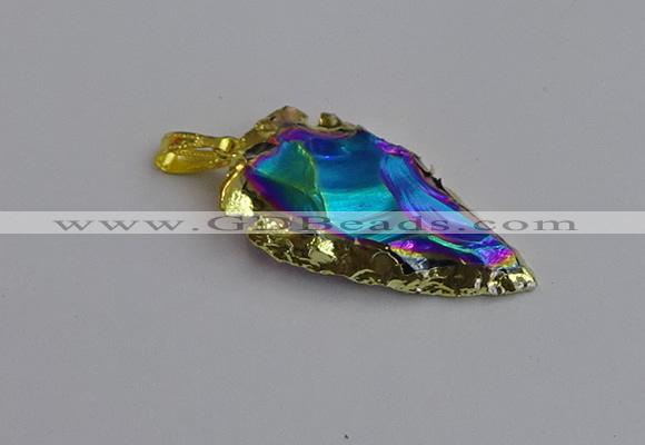 NGP7411 22*30mm - 25*40mm arrowhead plated obsidian pendants