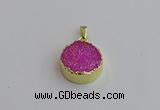 NGP7459 20mm coin plated druzy agate gemstone pendants