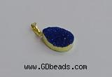 NGP7486 15*20mm flat teardrop plated druzy agate gemstone pendants