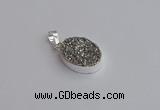 NGP7505 15*20mm oval plated druzy agate gemstone pendants