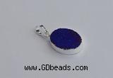 NGP7509 15*20mm oval plated druzy agate gemstone pendants