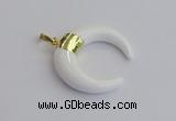 NGP7515 35*38mm horn white porcelain pendants wholesale