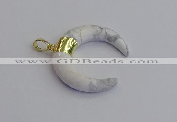 NGP7516 35*38mm horn white howlite pendants wholesale