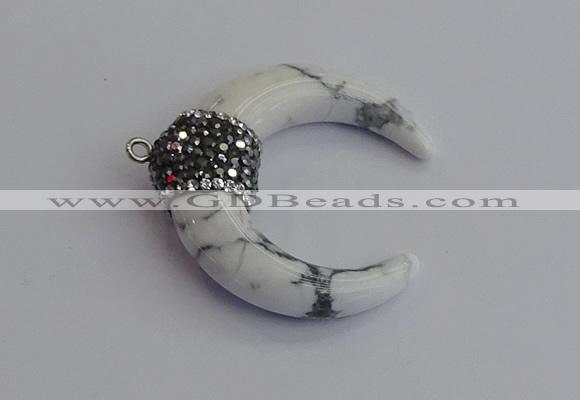 NGP7526 35*38mm horn white howlite pendants wholesale