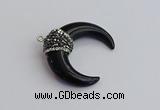 NGP7530 35*38mm horn black agate pendants wholesale