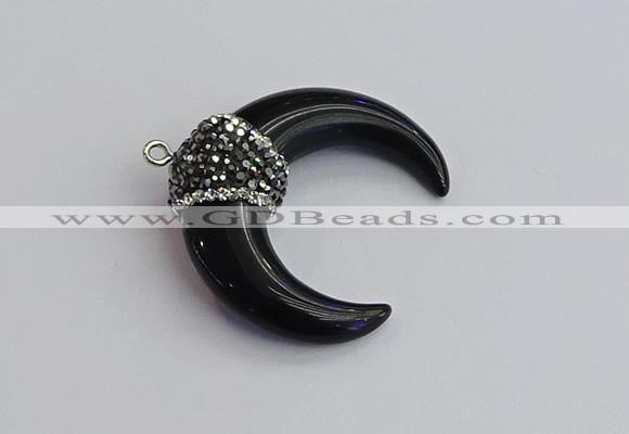 NGP7530 35*38mm horn black agate pendants wholesale