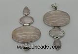 NGP8001 50*82mm - 52*86mm rose quartz pendant set jewelry