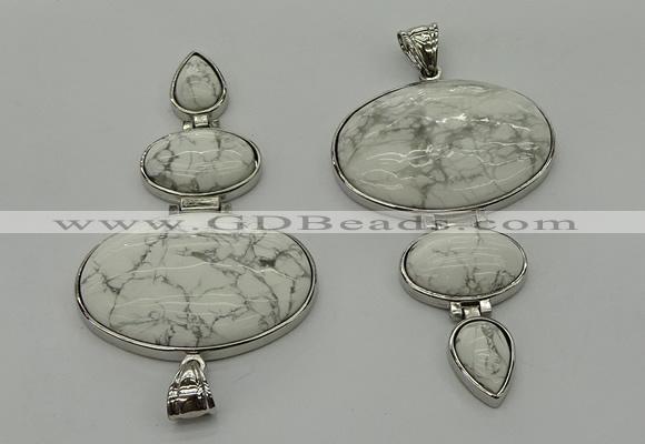 NGP8011 50*82mm - 52*86mm white howlite pendant set jewelry