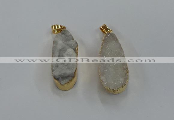 NGP8500 15*33mm - 17*40mm flat teardrop druzy agate pendants