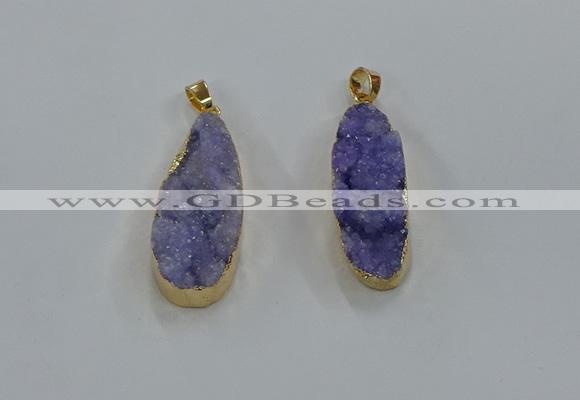 NGP8502 15*33mm - 17*40mm flat teardrop druzy agate pendants