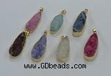 NGP8509 15*33mm - 17*40mm flat teardrop druzy agate pendants