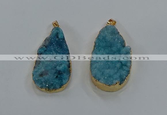 NGP8516 25*48mm - 27*52mm flat teardrop druzy agate pendants