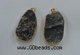 NGP8519 25*48mm - 27*52mm flat teardrop druzy agate pendants