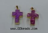 NGP8535 22*30mm - 25*35mm cross druzy agate pendants wholesale