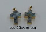 NGP8538 22*30mm - 25*35mm cross druzy agate pendants wholesale