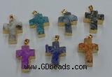 NGP8541 22*30mm - 25*35mm cross druzy agate pendants wholesale