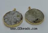 NGP8553 38mm - 40mm flat round druzy agate pendants wholesale