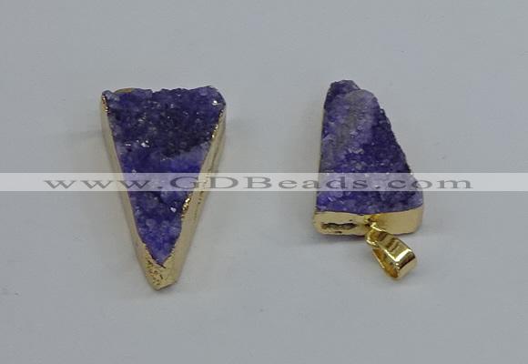 NGP8595 13*40mm - 20*35mm triangle druzy agate pendants wholesale