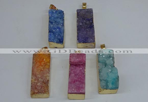 NGP8613 15*35mm - 16*40mm rectangle druzy agate pendants wholesale