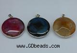 NGP8704 38mm - 40mm flat round agate pendants wholesale