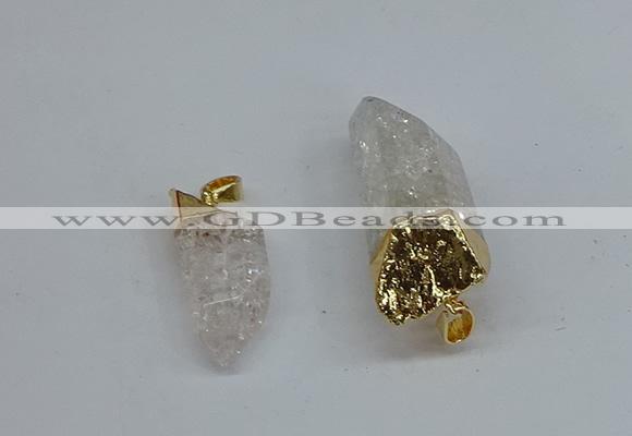 NGP8887 10*35mm - 20*45mm sticks crackle quartz pendants