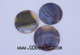 NGP934 5PCS 52mm flat round agate gemstone pendants wholesale