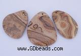 NGP944 5PCS 35-45mm*55-65mm freeform picture jasper gemstone pendants