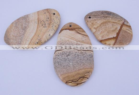 NGP958 5PCS 35-45mm*50-65mm freeform picture jasper gemstone pendants