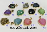 NGP9600 20mm faceted heart plated druzy agate pendants