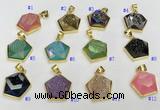 NGP9604 20*20mm faceted pentagon plated druzy agate pendants