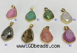 NGP9609 18*25mm faceted teardrop plated druzy agate pendants