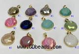 NGP9612 20mm faceted coin plated druzy agate pendants