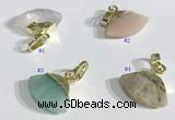 NGP9718 11*16mm fan-shaped  mixed gemstone pendants wholesale