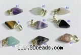 NGP9728 11*15mm arrowhead-shaped  mixed gemstone pendants wholesale