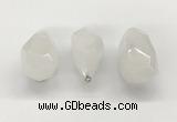 NGP9800 22*35mm - 25*40mm faceted nuggets white jade pendants