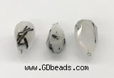 NGP9805 22*35mm - 25*40mm faceted nuggets black rutilated quartz pendants