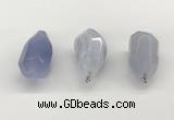 NGP9807 22*35mm - 25*40mm faceted nuggets blue lace agate pendants